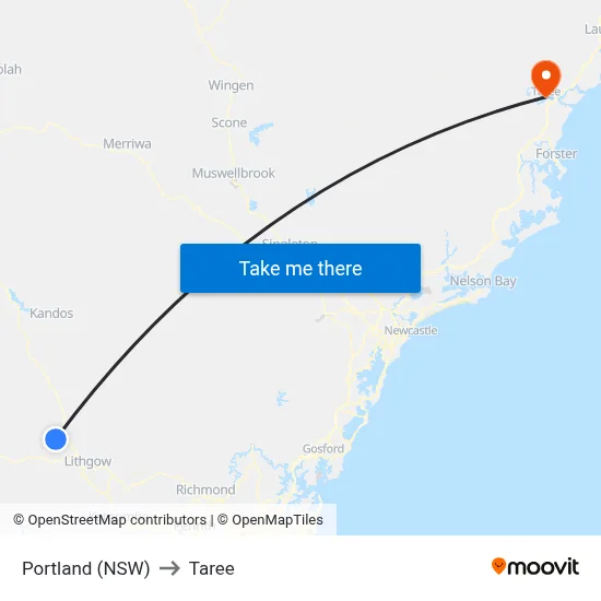 Portland (NSW) to Taree map