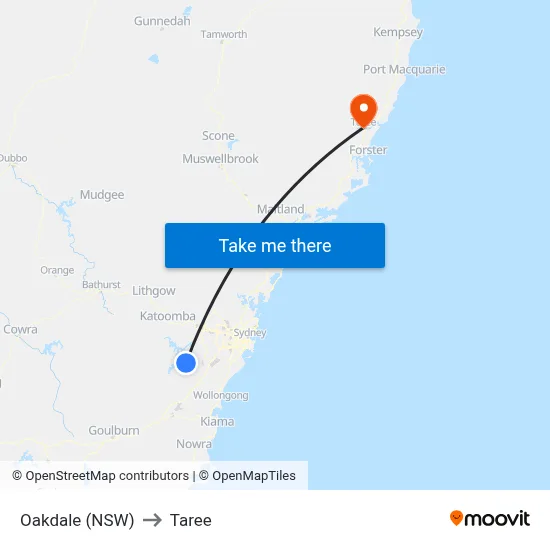 Oakdale (NSW) to Taree map