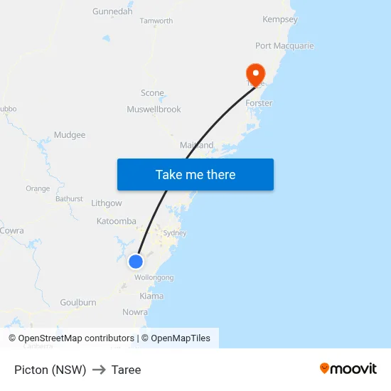 Picton (NSW) to Taree map