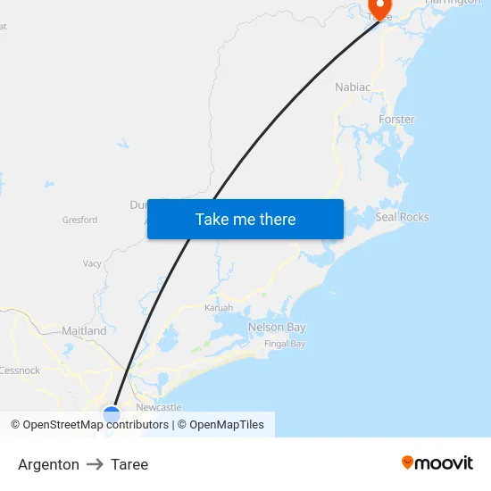 Argenton to Taree map