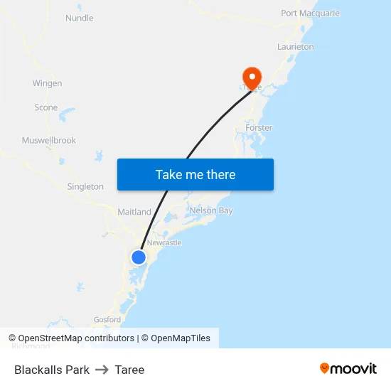 Blackalls Park to Taree map