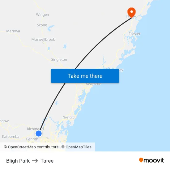 Bligh Park to Taree map