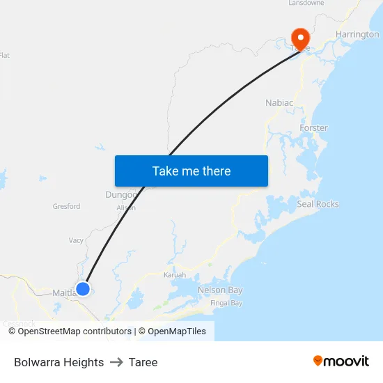 Bolwarra Heights to Taree map