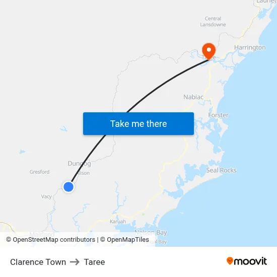 Clarence Town to Taree map
