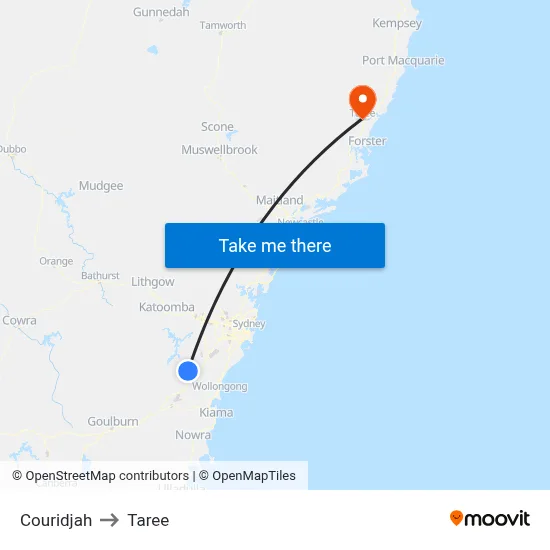 Couridjah to Taree map