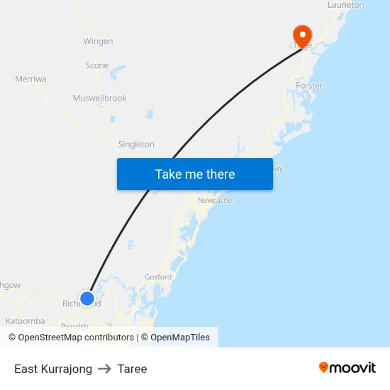 East Kurrajong to Taree map