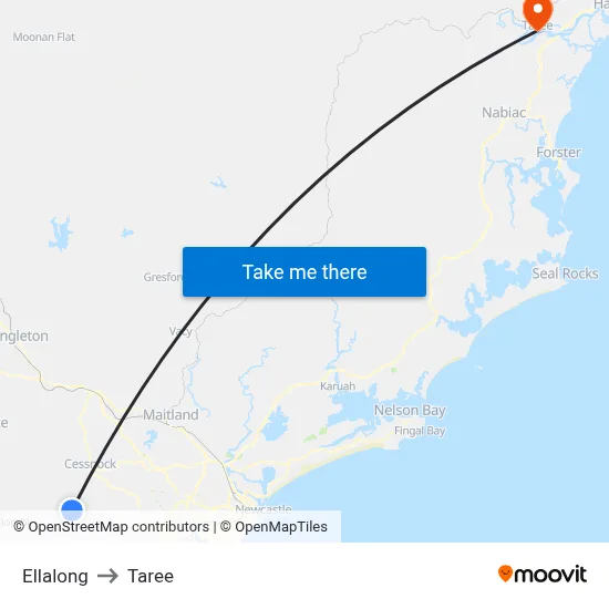 Ellalong to Taree map