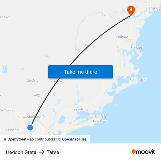 Heddon Greta to Taree map