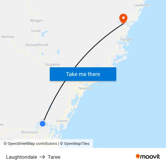 Laughtondale to Taree map