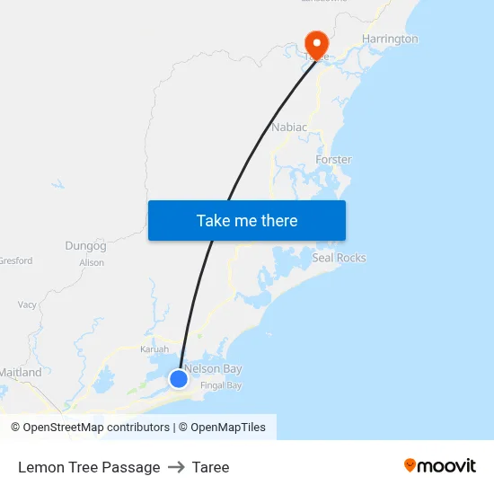 Lemon Tree Passage to Taree map