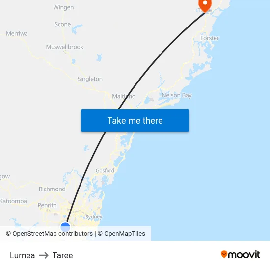 Lurnea to Taree map