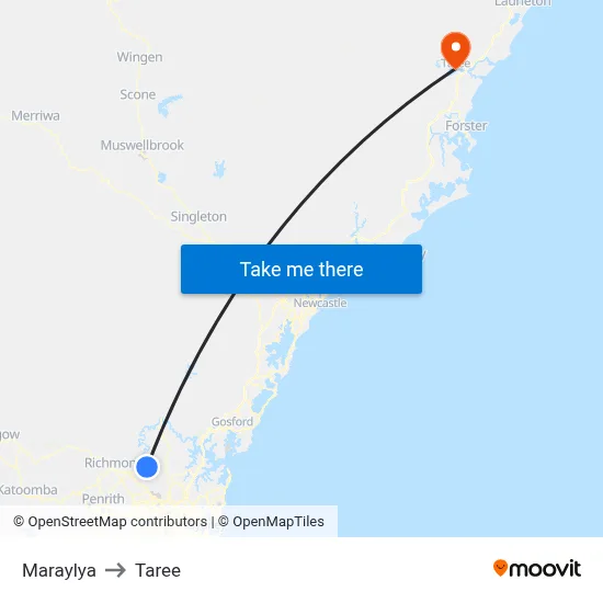 Maraylya to Taree map