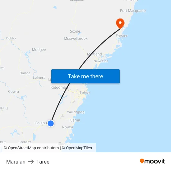 Marulan to Taree map