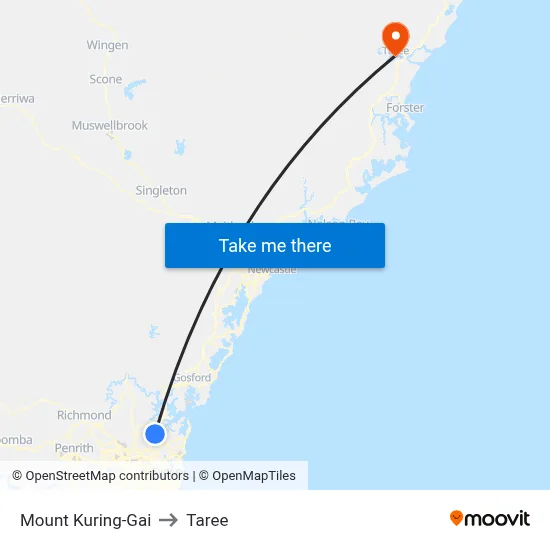 Mount Kuring-Gai to Taree map