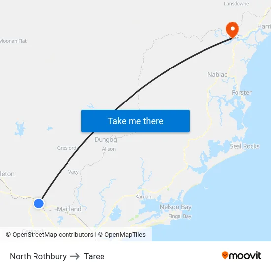 North Rothbury to Taree map