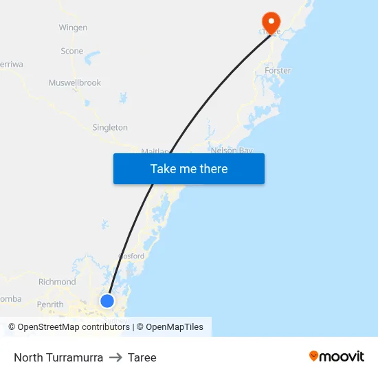 North Turramurra to Taree map