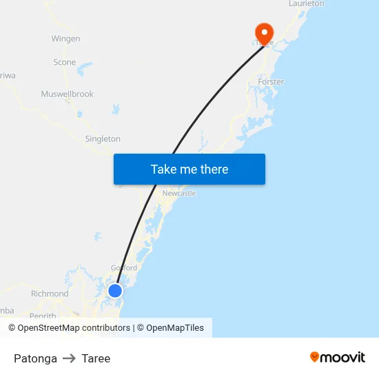 Patonga to Taree map
