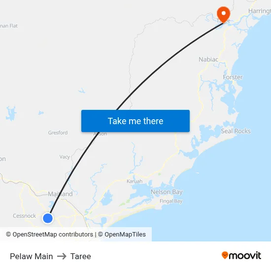 Pelaw Main to Taree map