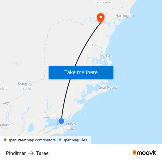 Pindimar to Taree map
