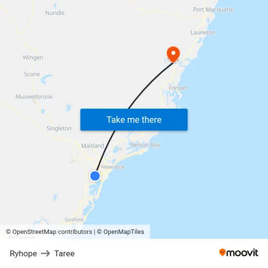 Ryhope to Taree map