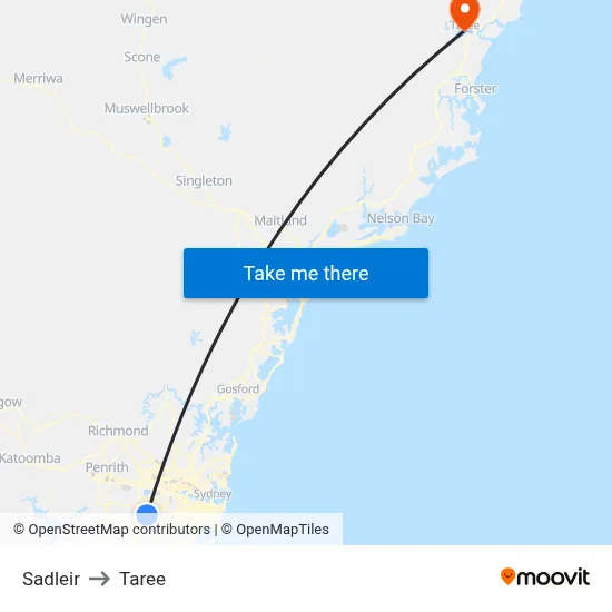 Sadleir to Taree map