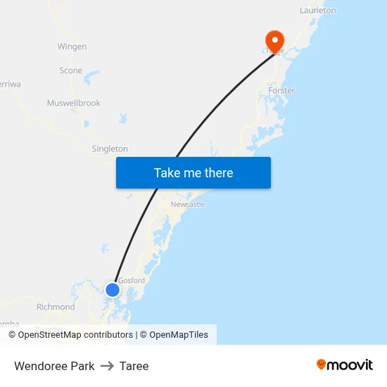 Wendoree Park to Taree map