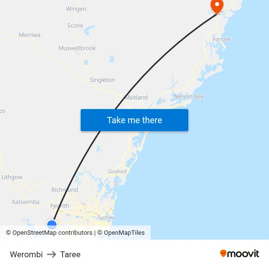 Werombi to Taree map