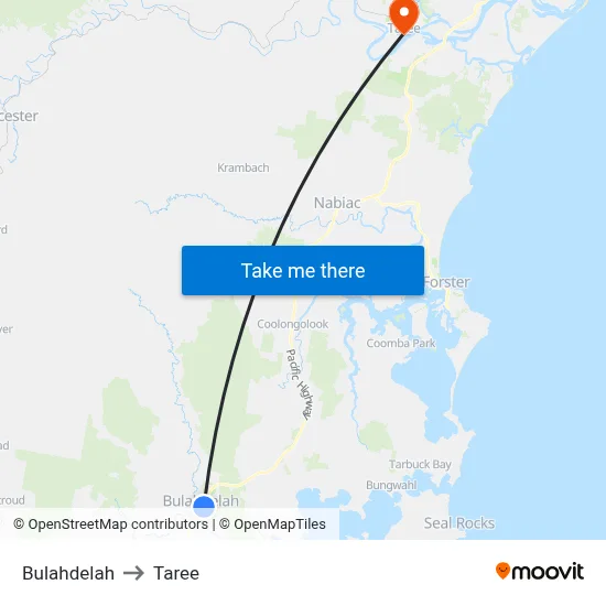 Bulahdelah to Taree map