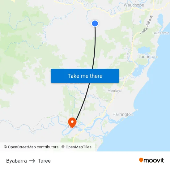 Byabarra to Taree map
