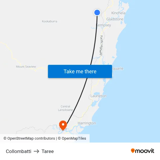Collombatti to Taree map
