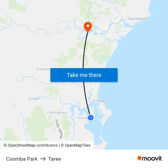 Coomba Park to Taree map