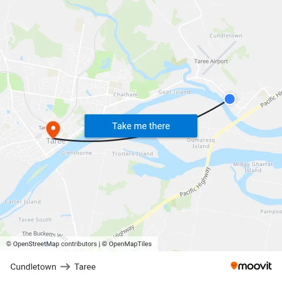 Cundletown to Taree map