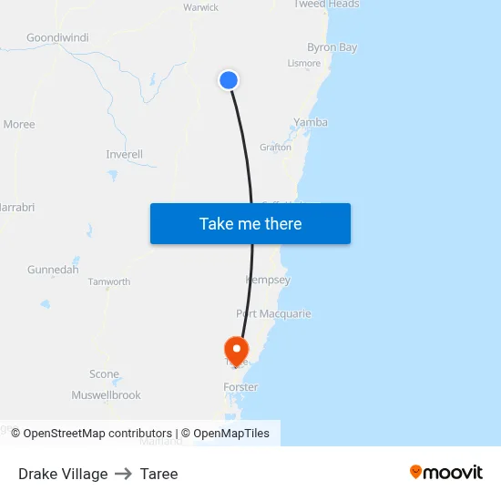 Drake Village to Taree map