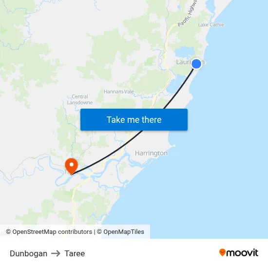 Dunbogan to Taree map