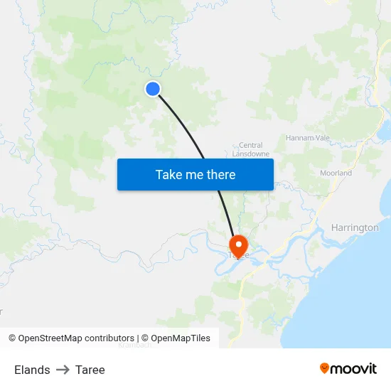 Elands to Taree map