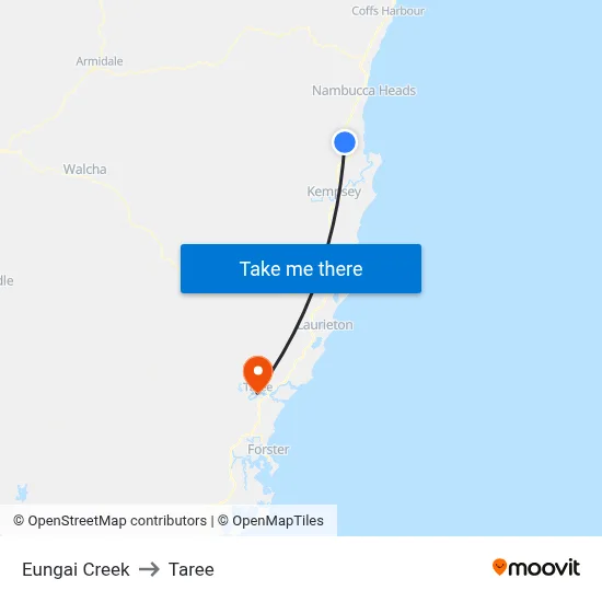 Eungai Creek to Taree map