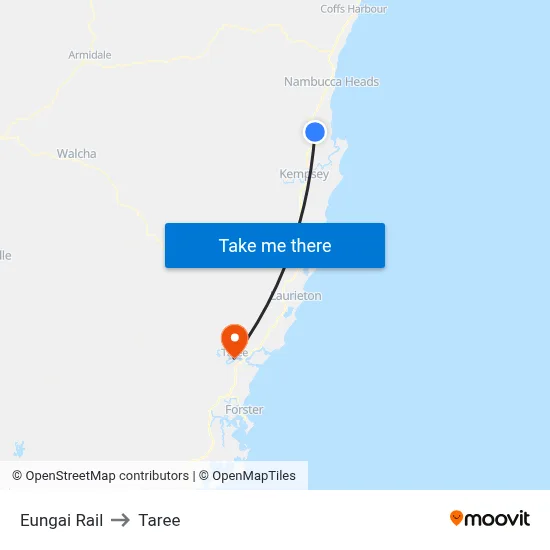 Eungai Rail to Taree map