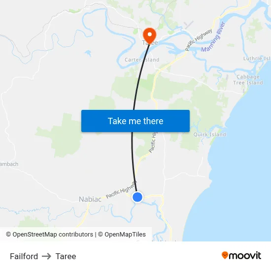 Failford to Taree map