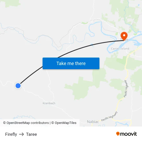 Firefly to Taree map