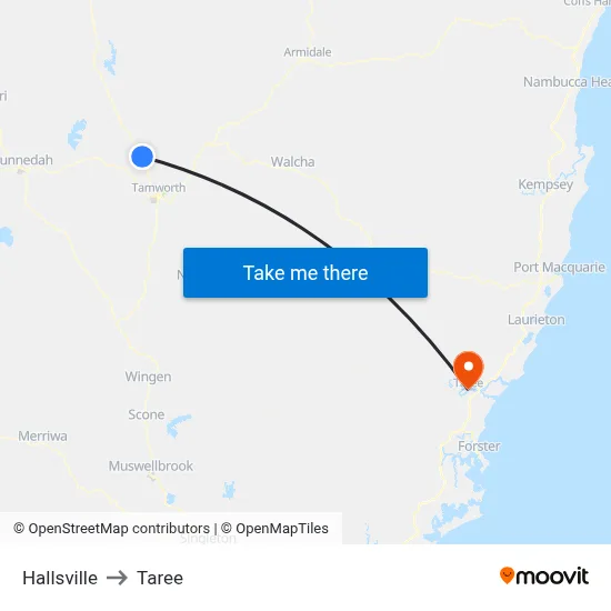 Hallsville to Taree map