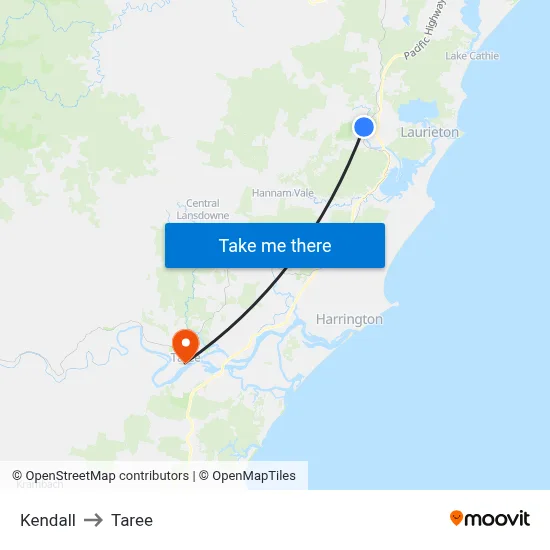 Kendall to Taree map