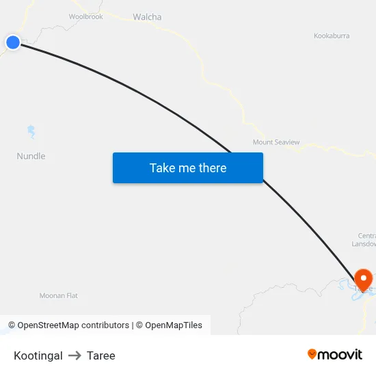 Kootingal to Taree map