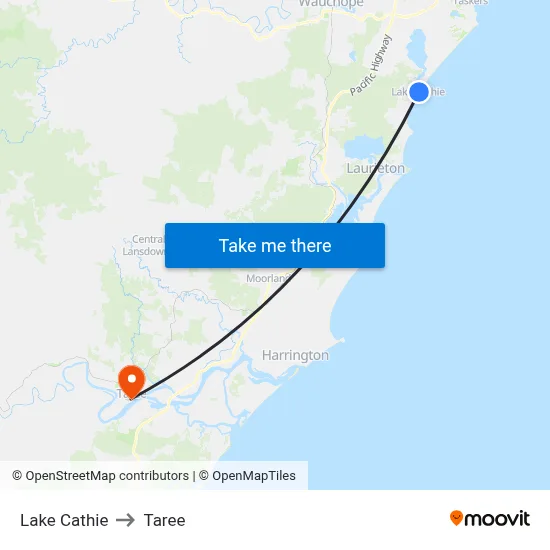 Lake Cathie to Taree map