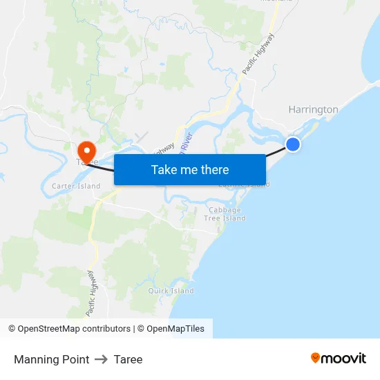 Manning Point to Taree map