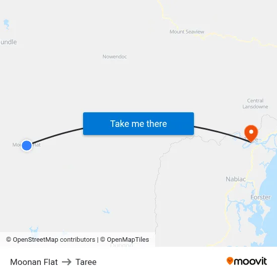Moonan Flat to Taree map