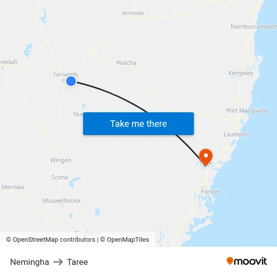 Nemingha to Taree map