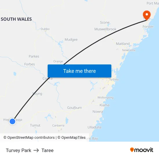 Turvey Park to Taree map