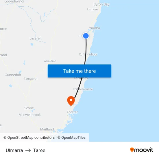 Ulmarra to Taree map