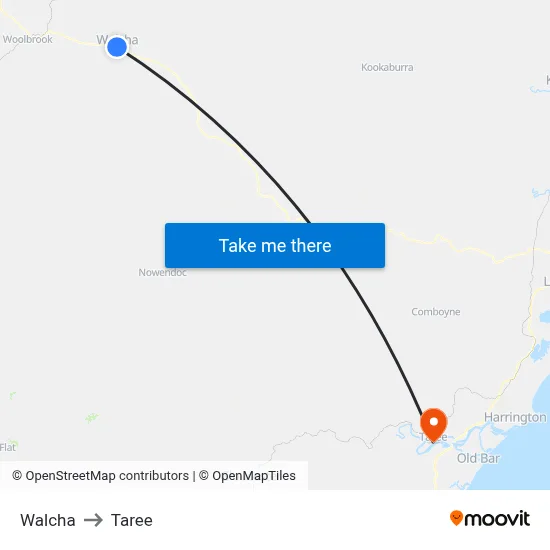 Walcha to Taree map