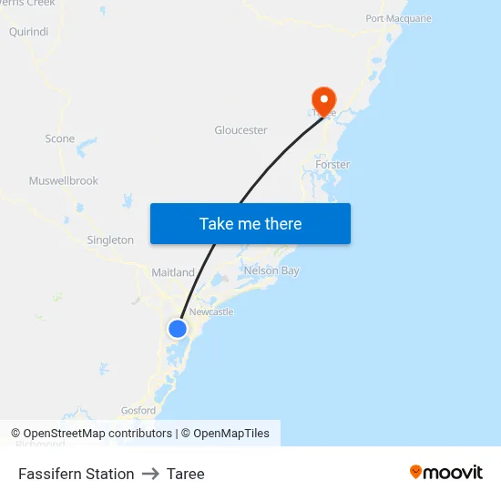 Fassifern Station to Taree map